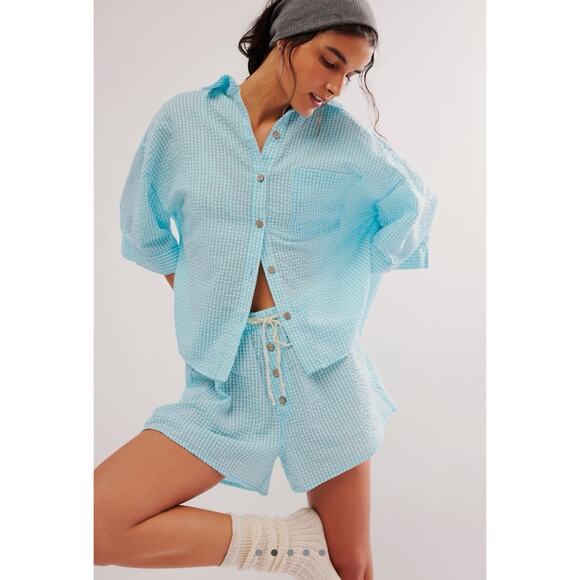 2 Pc Set Free People Checked Out Gingham Set - Picture 1 of 11